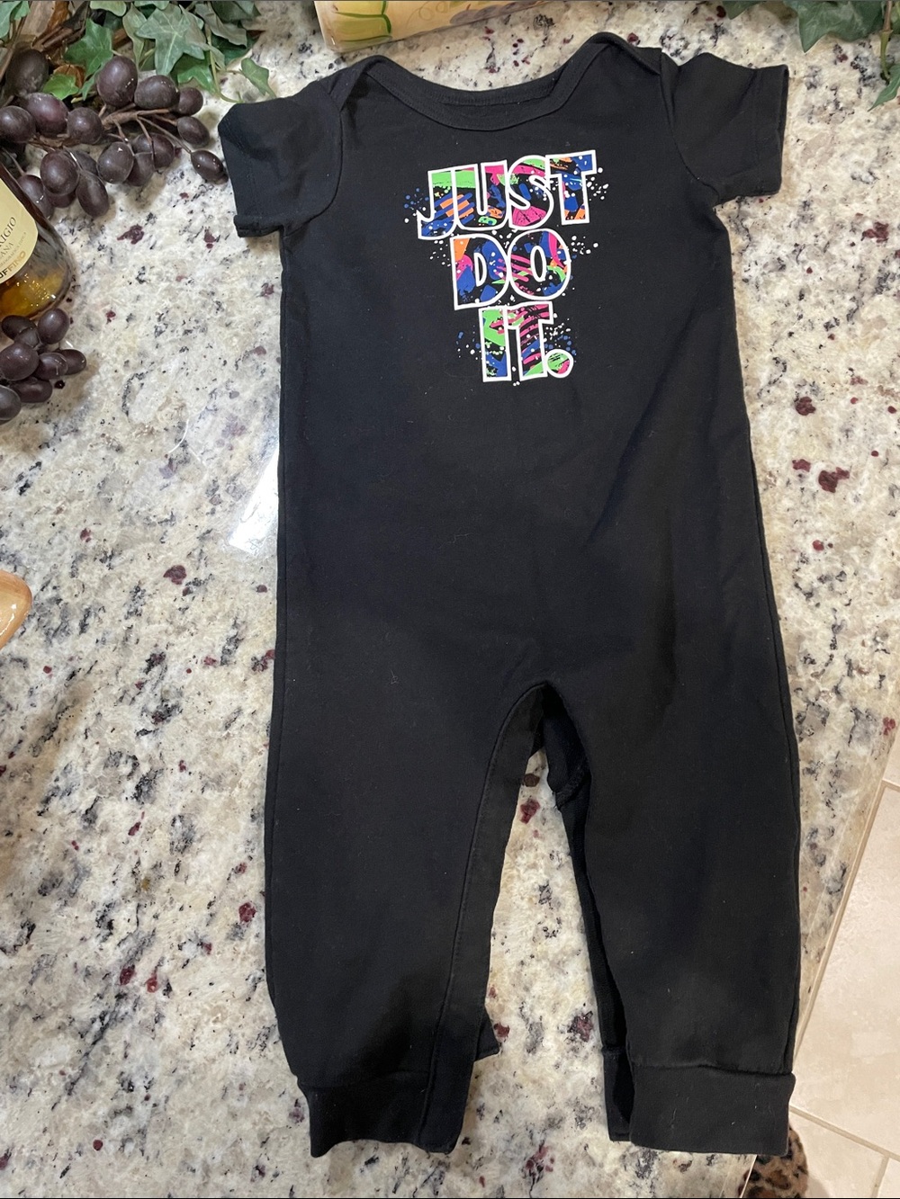 NIKE Romper Black w colorful front logo and blue logo @ back neck Size 18 M New